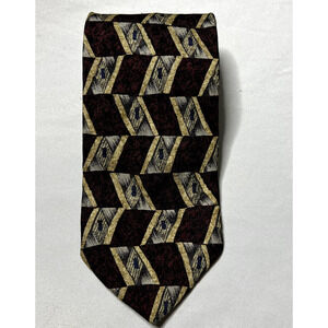 Hill &‎ Archer Mens Tie Necktie 100% Microfiber Burgundy Yellow Gray Career Wear
